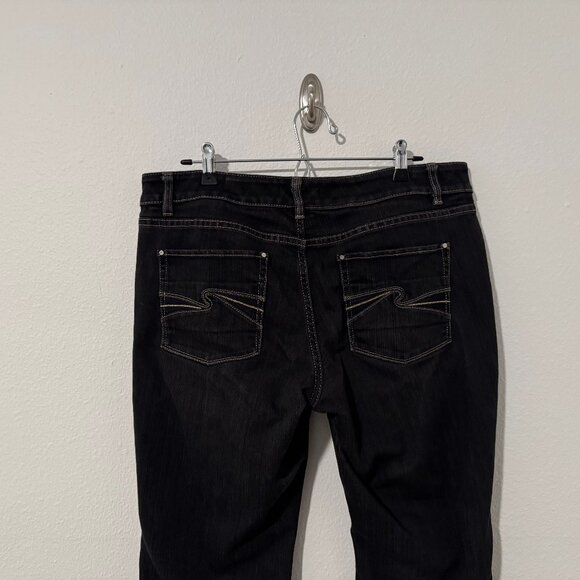 White House Black Market Blanc Flare Leg Black Jeans Pants Sz 14S (35x29) - Picture 7 of 13